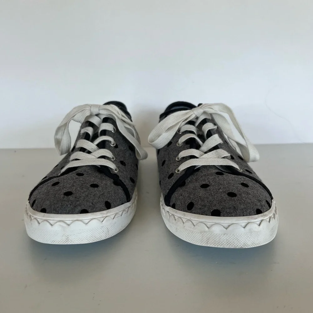 Kate Spade Vale Velvet Polka Dot Sneakers in Grey/Black, size 11.5